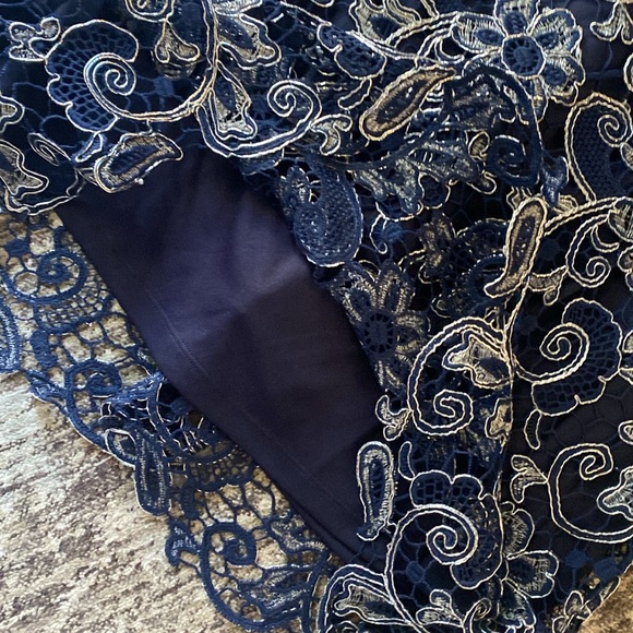 Marina women’s blue lace overlay formal dress 16W midi Mother of the Bride - Picture 4 of 7